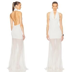 HELSA Jazzlyn Cowl Neck Knit Ivory White Maxi Dress Size XS